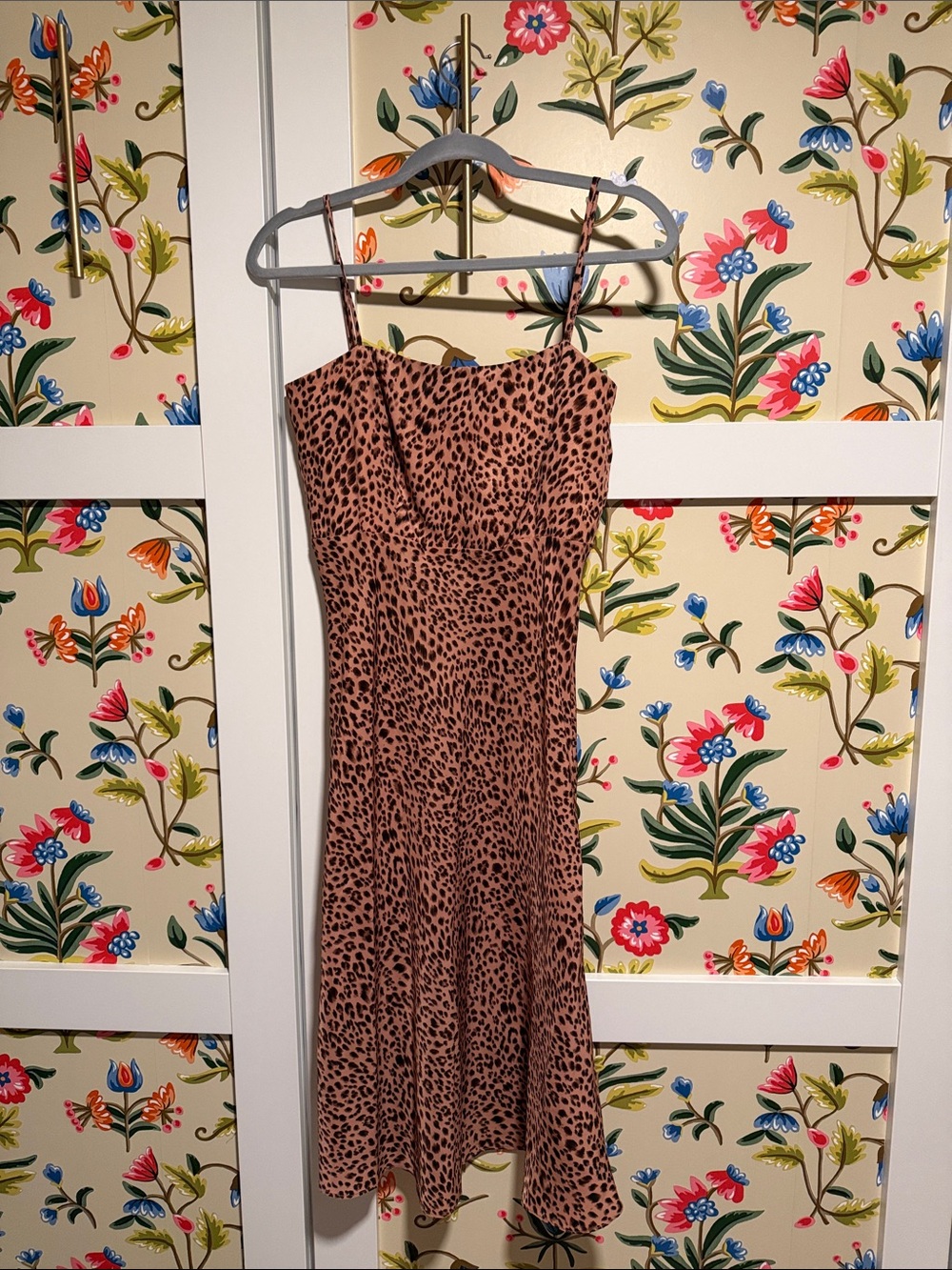 re:named Pink Leopard-Print Midi Slip Dress